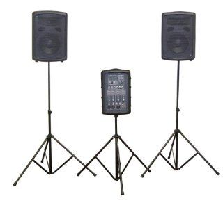 Soundlab G743am 400 W Portable Pa System Kit Speakers Stands Leads Carry Case Microphone  Vehicle Speakers 