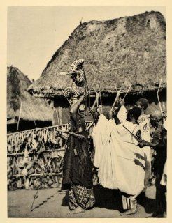 1930 Foumban Fumban Cameroon Celebration Africa People   Original Photogravure   Prints