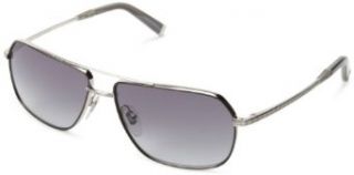 John Varvatos V744 Aviator Sunglasses,Black/Silver Frame/Grey Lens,one size Clothing
