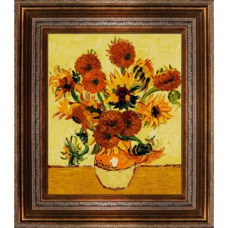 Tori Home Van Gogh Vase with Fifteen Sunflowers Hand Painted Oil on