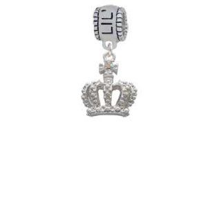 Crown with AB Crystal Lil Sister Charm Dangle Bead Jewelry