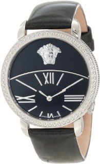 Versace Women's 93Q99D008 S009 Krios Black Enamel and Sunray Dial Patent Leather Band Watch at  Women's Watch store.