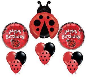 Ladybug Happy Birthday Balloon Bouquet Set Party Red Black Mylar Latex Lady Bug  Other Products  