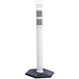 Cortina 03 747WRBC Polyethylene Portable Delineator Post with 10 lbs Recycled Rubber Base, 45" Height, White Industrial Warning Signs