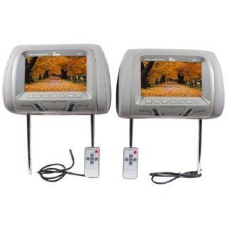Tview T726plgr 7 Dual Gray Widescreen Headrest Car Monitors T726pl gr  Vehicle Dvd Players   Players & Accessories