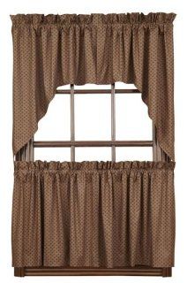 Country Style Black, Brown, Khaki Swag Star Ditzy Set of 2 36x36x16"   Window Treatment Swags