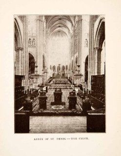 1907 Print Choir Abbey St Denis Paris France Basilica Architecture Historic Nave   Original Halftone Print  
