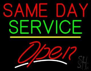 Same Day Service Script2 Open Yellow Line Outdoor Neon Sign 24" Tall x 31" Wide x 3.5" Deep  Business And Store Signs 