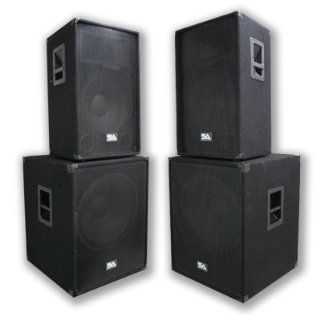 Seismic Audio   Pair of 15" PA DJ SPEAKERS 18" SUBWOOFERS PRO AUDIO   Band, Bar, Wedding, Church Musical Instruments