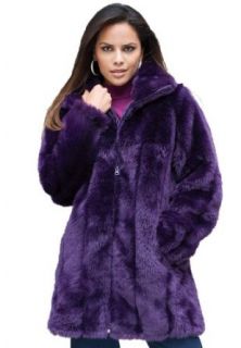 Roamans Women's Plus Size Short Faux Fur Coat Faux Fur Outerwear Coats