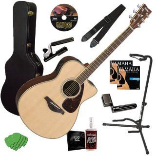 Yamaha FSX730SC Guitar COMPLETE BUNDLE w/ Hard Case, Stand & Strap Musical Instruments