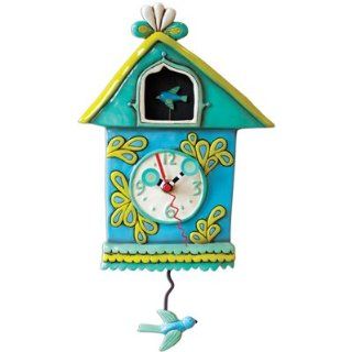 Birdy Abode Blue Clock Michelle Allen Designs   Wall Clocks