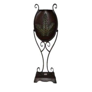 Essential Dcor Entrada Collection Metal Planter with Leaf, 12.5 by 4 by 16.75 Inch, Black  Patio, Lawn & Garden