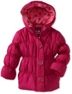 Pink Platinum Girls 7 16 Faux Button Front Puffer Jacket, Berry, 2T Clothing