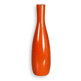 Adeco [VS0009] Decorative Wood Vase   13" Inch, Orange  