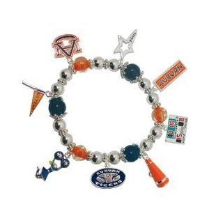Auburn University #1 Go Team Wishing Charm Bracelet  Sports Fan Bracelets  Sports & Outdoors