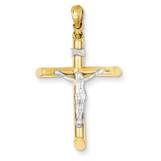 14k Two tone Hollow Crucifix Pendant Jewelry