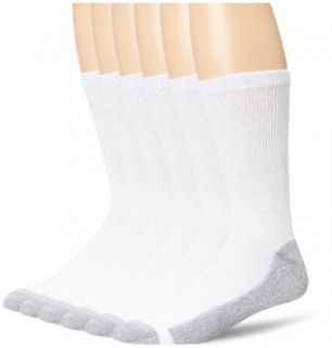 Hanes Men's 6 pack Cushion Crew Sock, White, 10 13 (Shoe Size 6 12) Clothing