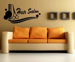 Wall Vinyl Sticker Decals Mural Design Art Hair Business Sign Salon Scissors Comb Haircut 731   Wall Decor Stickers