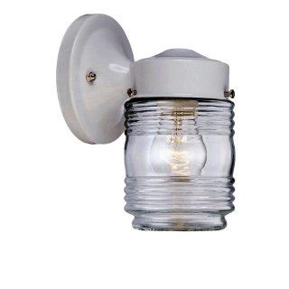 Alico Lighting 100WH Acclaim Lighting Gloss White Finished Outdoor Sconce with Clear Jelly Jar Shades   Wall Porch Lights  