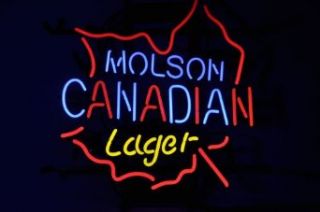 Molson Canadian Leaf Lager Beer Bar Neon Light Sign Real Glass Tube 19'x15'' Handcrafted    