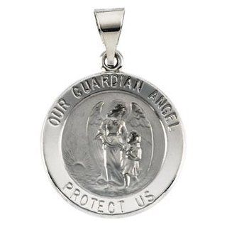 Clevereve's 14K Yellow Gold 18.25X18.50 mm Hollow Round Guardian Angel Medal CleverEve Jewelry