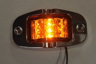 LED Extra Bright Mid Turn Light Clearance / Side Marker Amber with Chrome Bezel Truck Trailer RV 9 Diode 35104AE Automotive