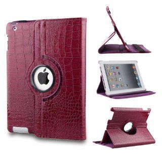 Generic (Ultra Lightweight Slim fit) Luxury Stylish Fashionable Magnetic Crocodile Pattern 360 Degrees Rotating Stand PU Leather Skin Smart Case Cover for Apple iPad 2 iPad 3/New iPad 3rd Generation iPad 4 with Retina Display Supports Automatic Wake/Sleep 