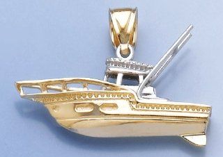 Gold Charm 3d Center Console Fishing Boat High Polish& Two color Million Charms Jewelry