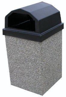 30 Gallon Push Door Top Lid Outdoor Concrete Garbage Can with Ashtray (Gray)