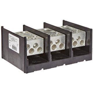 Burndy BDB 24 500 3 Versi Pole Distribution Block, AWG 4   500 kcmil Wire Range Run, AWG 6   4/0 Wire Range Tap, 760 Ampere Rating per Pole, 3 Pole, BDBCOVER1 Optional Cover Order 1 per Pole Power Distribution Blocks