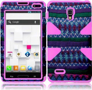 For LG Optimus L9 P769 MS769 P760 Dynamic Light Pink Silicone With Colorful African Pattern Aztec Tribal Hard Impact Hybrid Fusion Tuff Double Layer Cover Case Cell Phones & Accessories