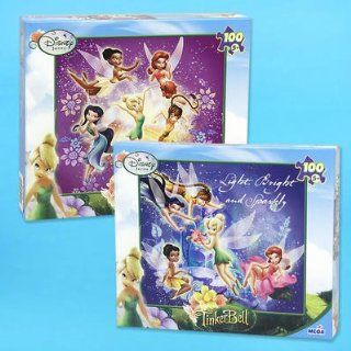 Set of 2 Disney Fairies TinkerBell 100pc Puzzle   LIGHT, BRIGHT & SPARKLY / ARE YOU DUSTWORTHY? Toys & Games