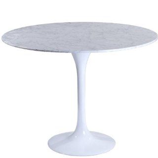 LexMod 40" Eero Saarinen Style Tulip Dining Table with White Marble Top   Lex Mod Table