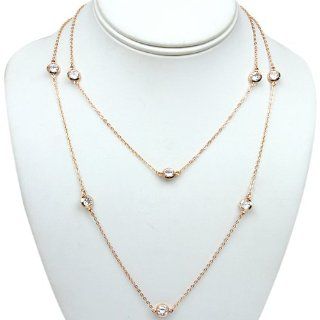 36" Rose Gold Plated Cubic Zirconia CZ By The Yard Necklace (16.5 Carat Total) Jewelry