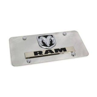 Black Dodge RAM Logo Front License Plate Frame Stainless Steel Mirror MOPAR Automotive