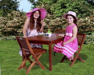 Classic Kids' 3 Piece Teak Table and Folding Chair Set   Childrens Furniture Sets