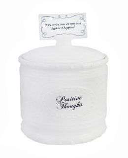 White Porcelain 'Positive Thoughts' Affirmation Jar   Decorative Jars