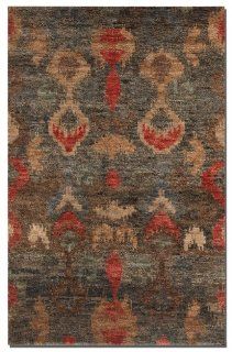 Uttermost Java 6 X 9 Ikat Rug with Charcoal, Blue, Red, Taupe, And Brown   Area Rugs