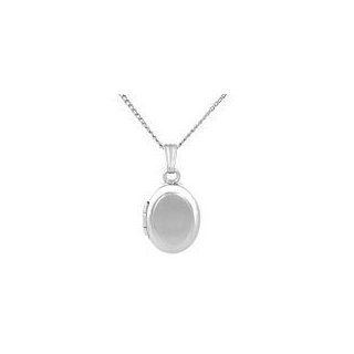Baby Jewelry   Sterling Silver Oval Locket Pendant With 13" Chain Jewelry