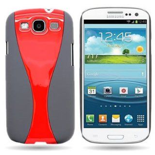 Luxmo CRASAMI747GYRDCUR Unique Durable Rubberized Crystal Case for Samsung Galaxy S3   Retail Packaging   Gray/Red Cell Phones & Accessories