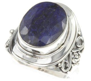 925 Sterling Silver Created SAPPHIRE Ring, Size 8.25, 8.68g Jewelry