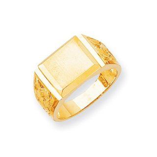 14k Yellow Gold Men's Signet Ring. Metal Wt  7.01g Jewelry