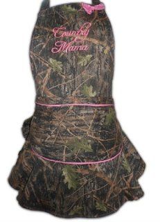 Country Mama Camo Apron   Womens Embroidered Ruffled Sturdy Camouflage Mothers Gift Apron   Kitchen Aprons