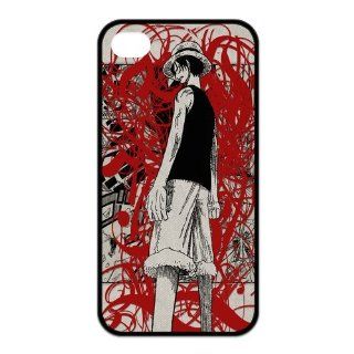 Fashiondiy Popular Japanese Anime One Piece Dark Monkey D Luffy Design Apple Iphone 4/4S Best Rubber Case Cover Cell Phones & Accessories