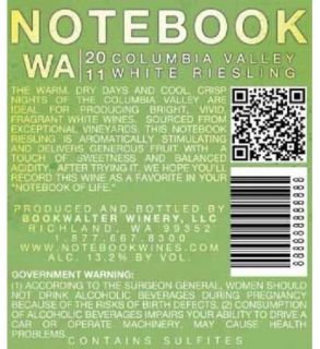 2011 Bookwalter NoteBook Riesling 750 mL Wine