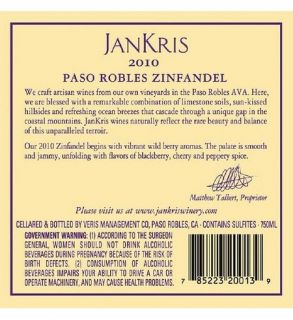 2010 JanKris Zinfandel 750 mL Wine
