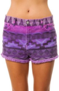 Voodoo Girl Women's Aztec Printed Shorts 8 Purple