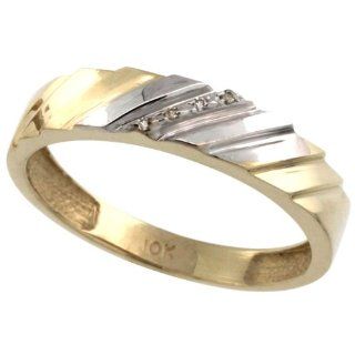 10k Gold Men's Diamond Wedding Ring Band, w/ 0.026 Carat Brilliant Cut Diamonds, 3/16 in. (5mm) wide, size 9 Jewelry
