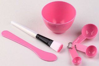 Rosallini Facial Skin Care Mask Mixing Bowl Stick Brush Gauge Spoon Set Pink  Beauty